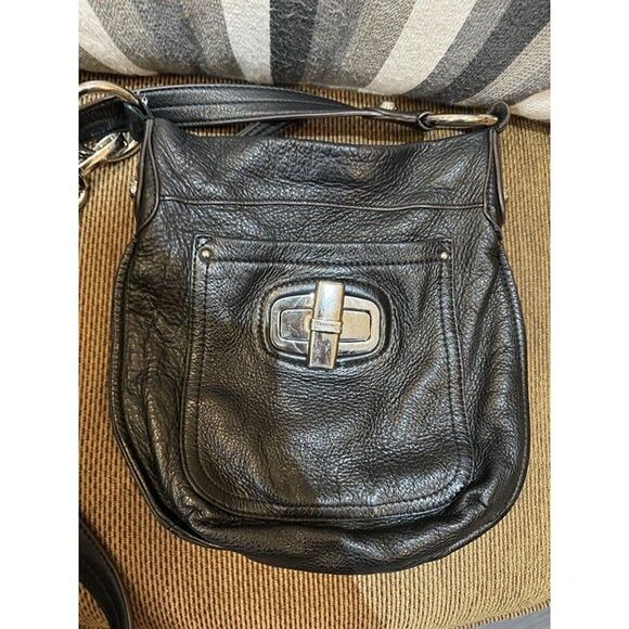 B Makowsky Purse Shoulder Bag Black Leather Zip Crossbody Pocket Small 10x10 Zip - Picture 1 of 4